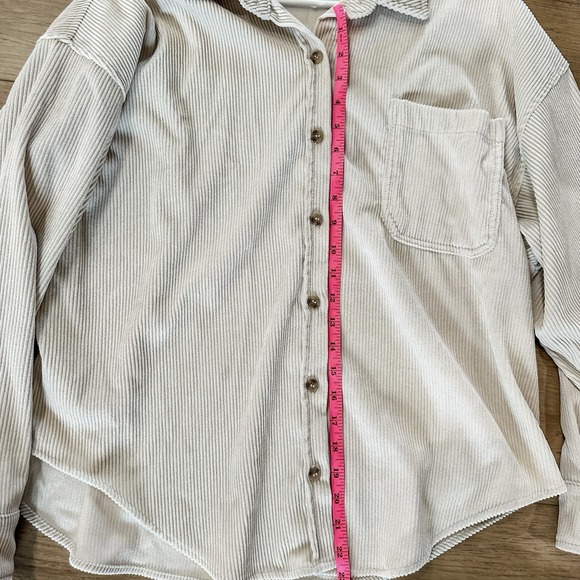 Miholl women's cream ribbed button up top/shacket S/M FITS LIKE M/L - Picture 6 of 8